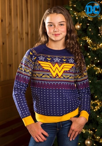 WONDER WOMAN Holiday Sweater Unisex Ugly Holiday Sweatshirt - ROYAL