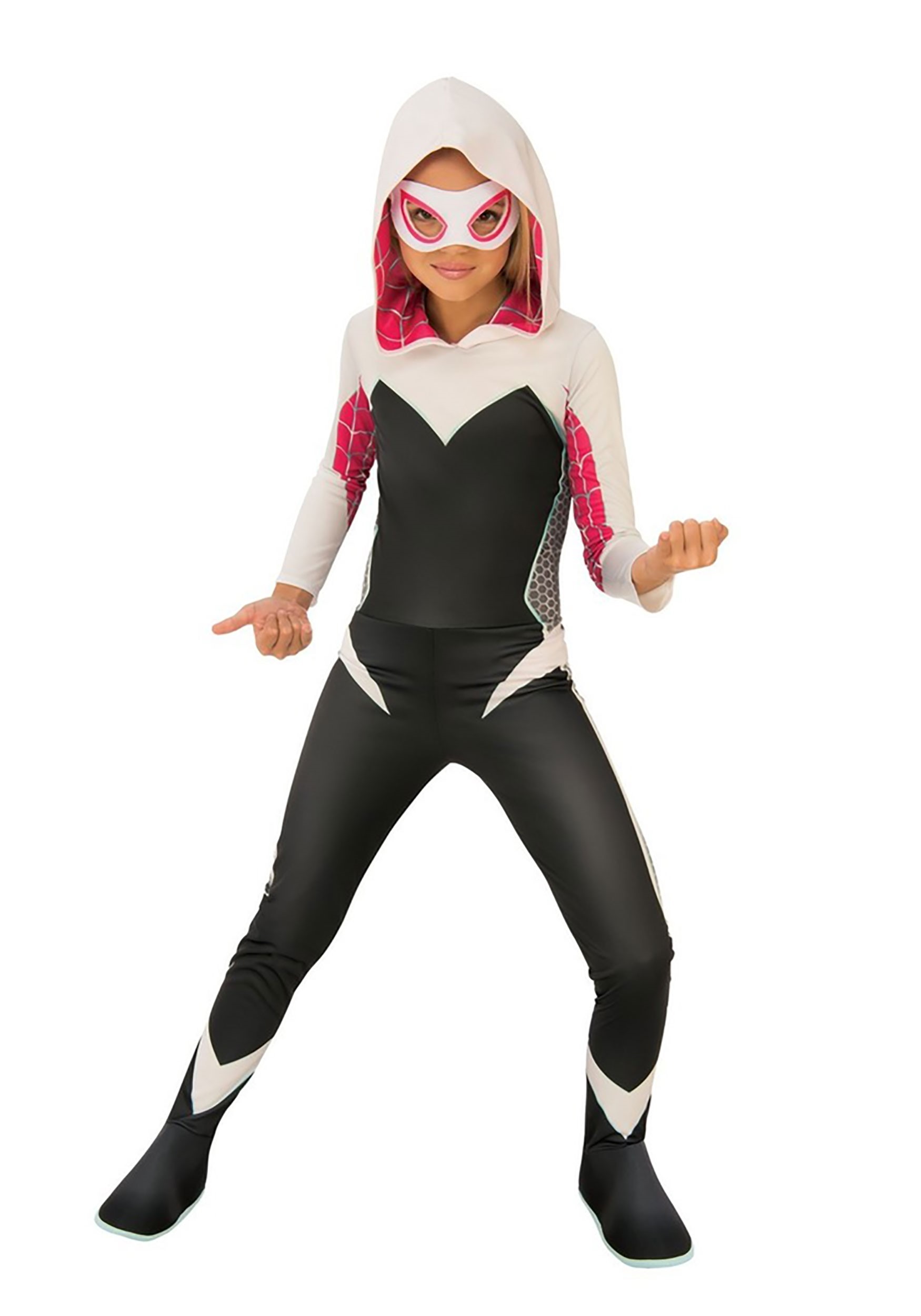 Kid Girl Halloween Spider Gwen Stacy Costume Spiderman Cosplay Jumpsuit Bodysuit 