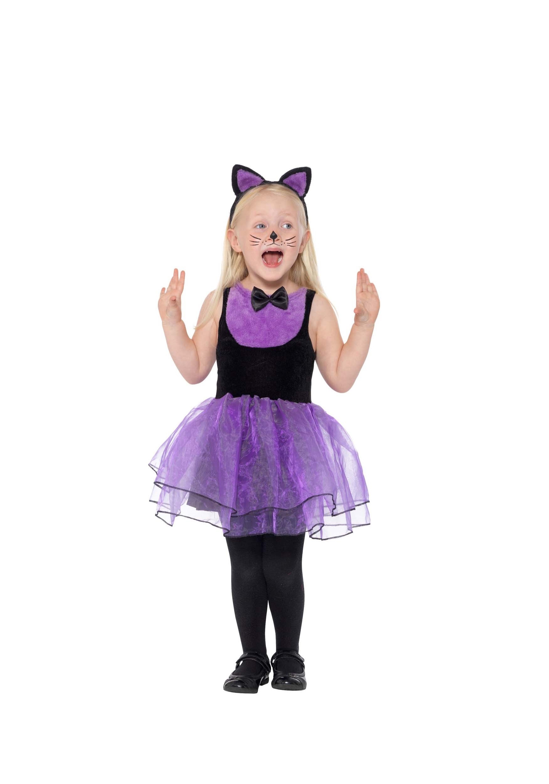 Disfraz de gato púrpura de niña Multicolor