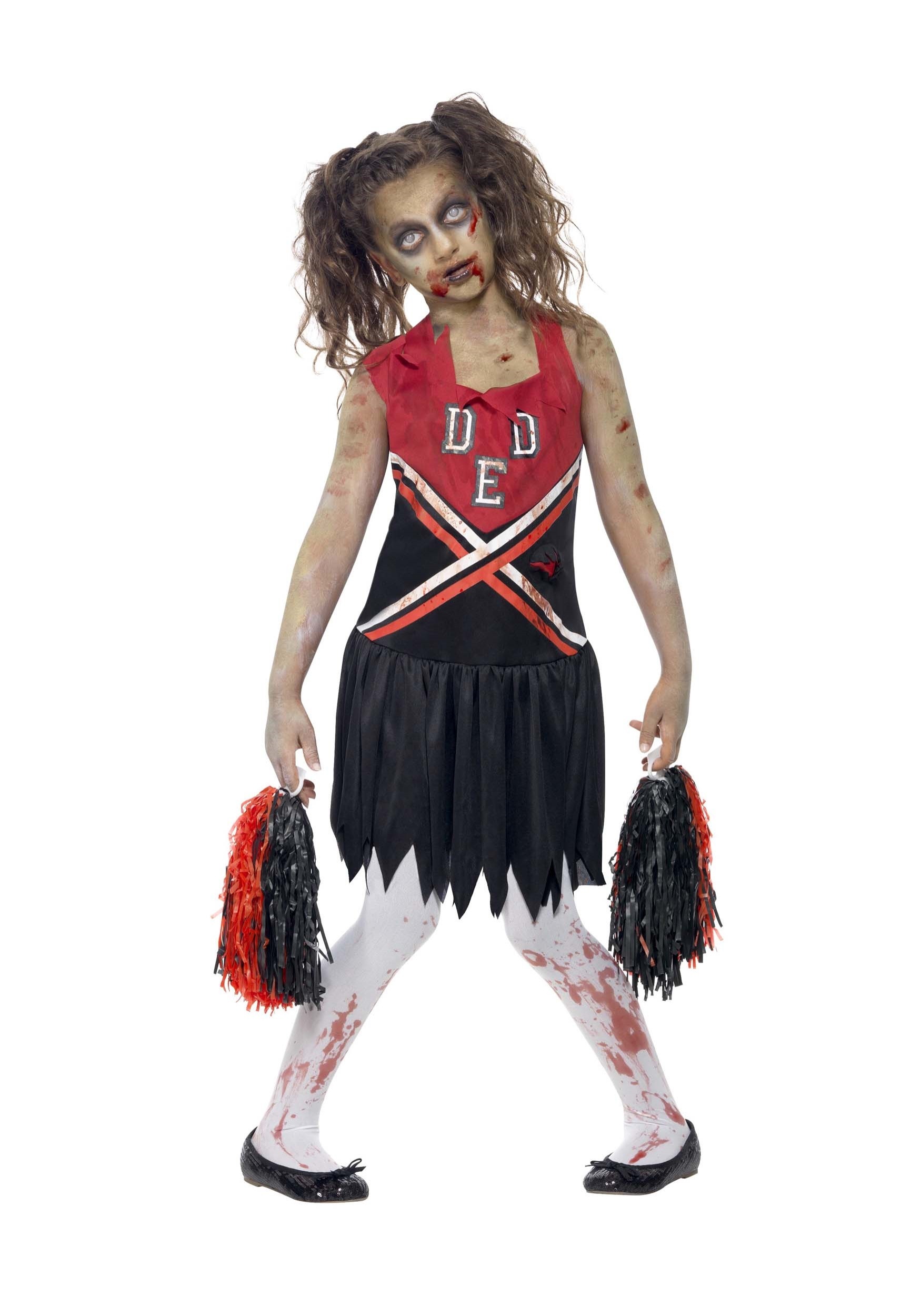 Photos - Fancy Dress Zombie Smiffys  Cheerleader Costume for Girl's Black/Red 