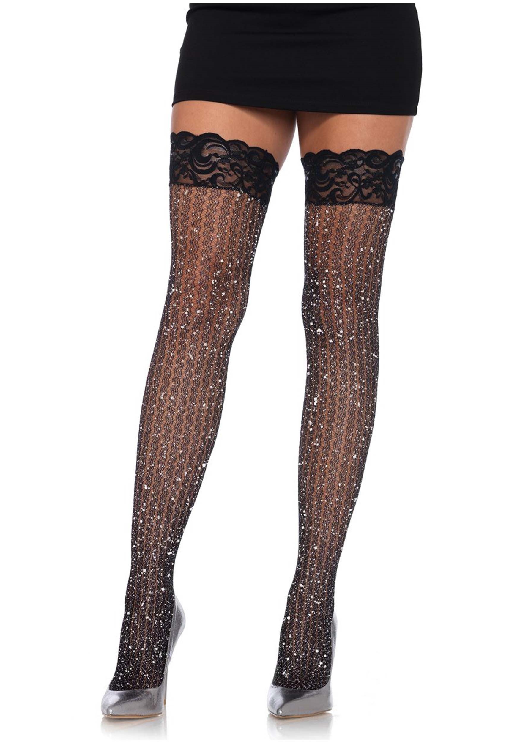 Hot Womens Bling Sprkle Rhinestone Thigh High Stockings Knit Over The Knee Socks