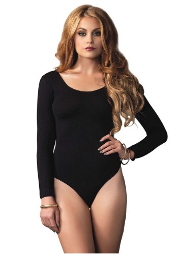 Women's Long Sleeve Black Bodysuit