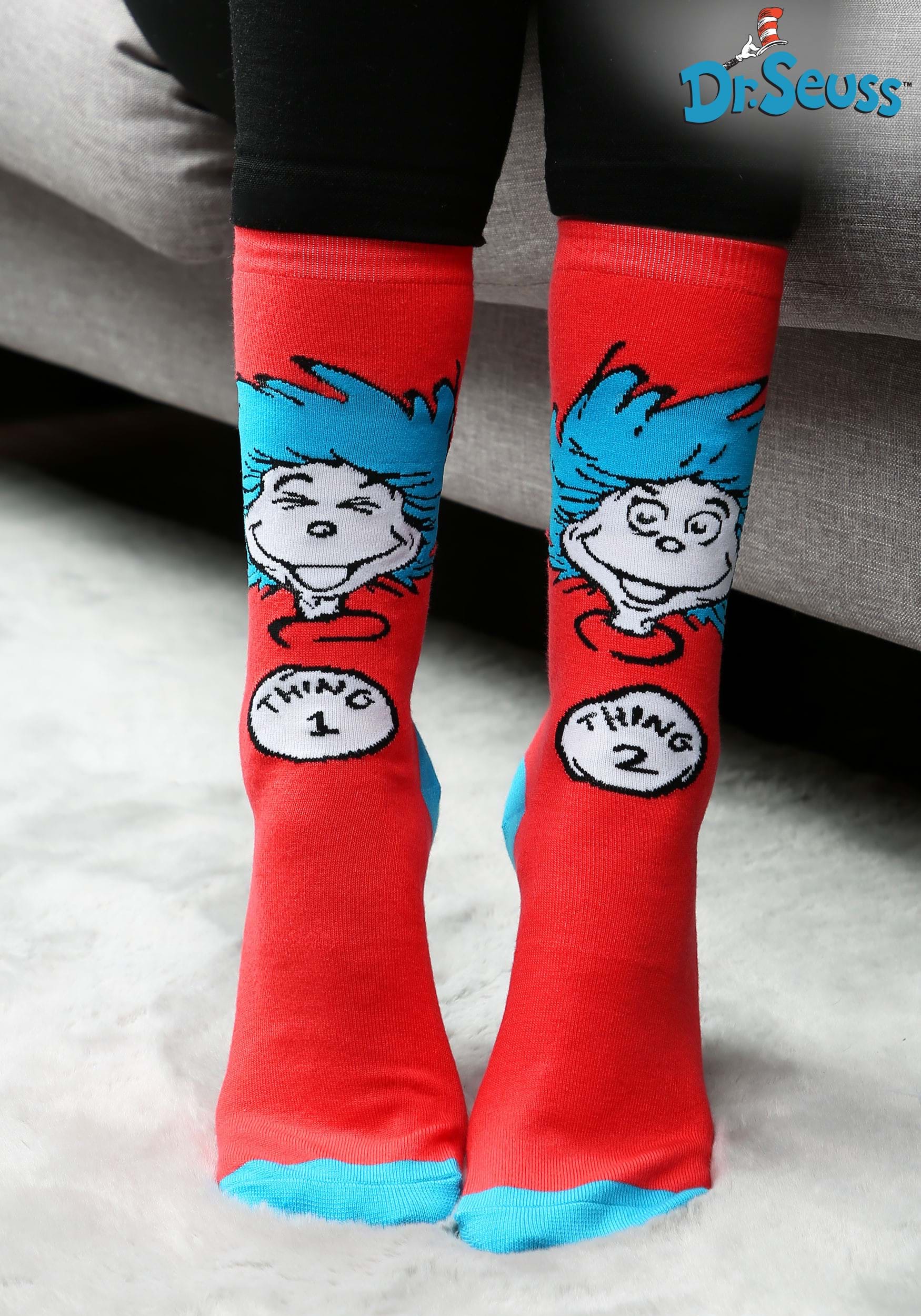 Dr Seuss Thing Fur Knee High Socks Thing 1 2 Adult Costume Accessory Cosplay 