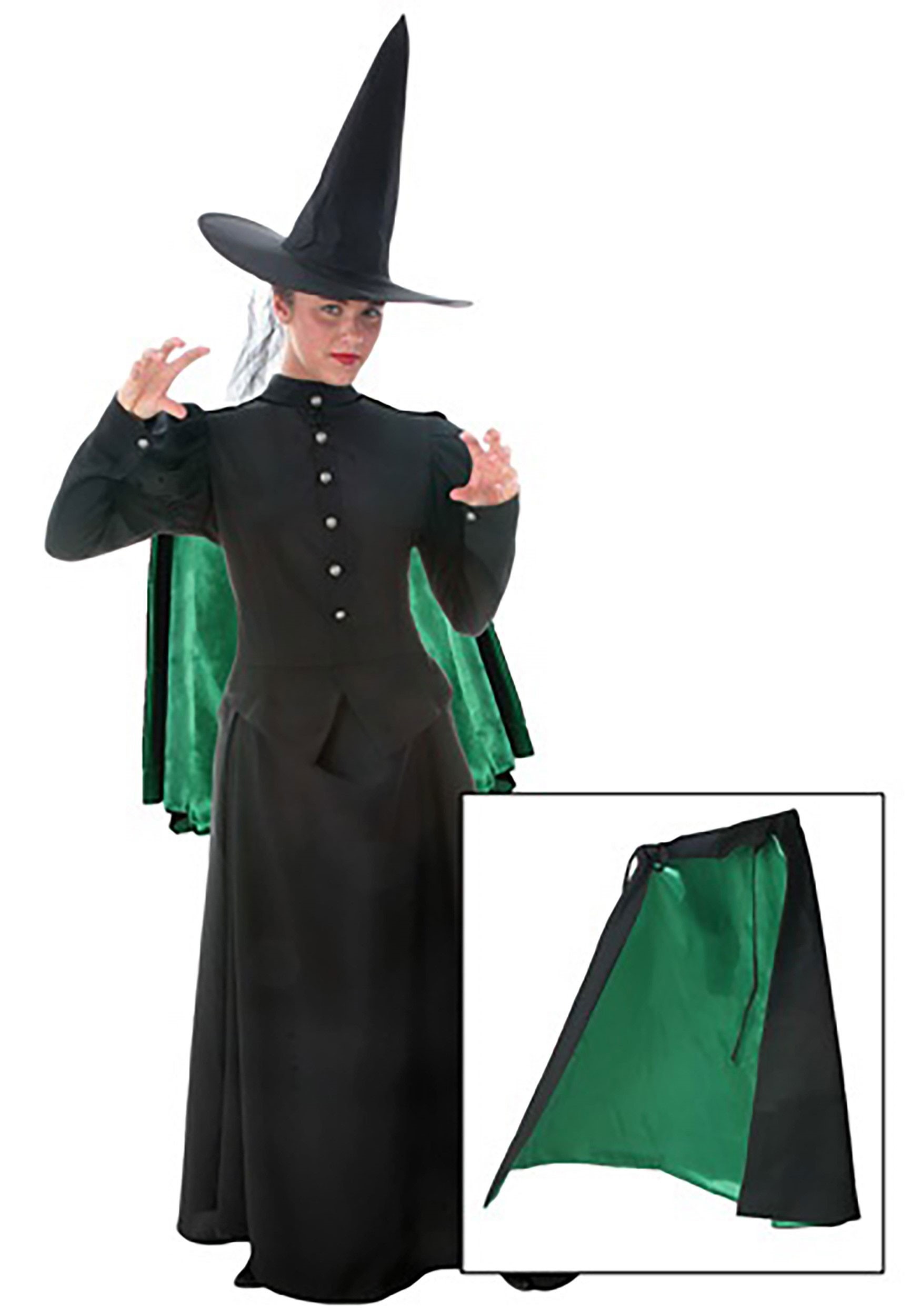 Hat Adults Halloweeen Costume Acc Witch Kit Ladies Fancy Dress Witches Cape 