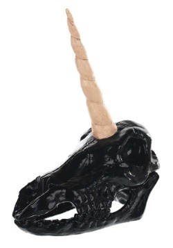 13" Black Unicorn Skull