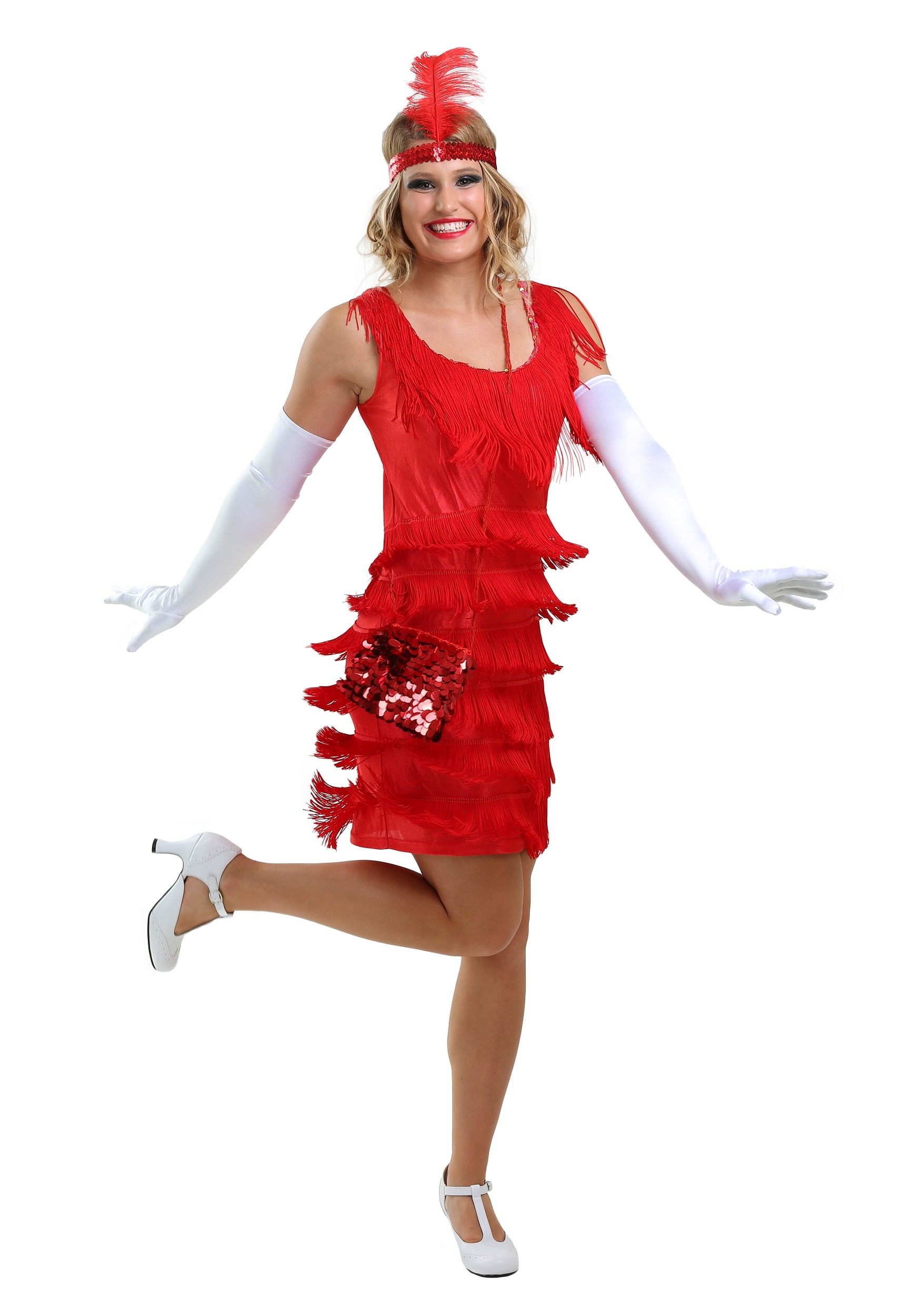Kleidung And Accessoires Adult 20s Red Flapper Costume Th