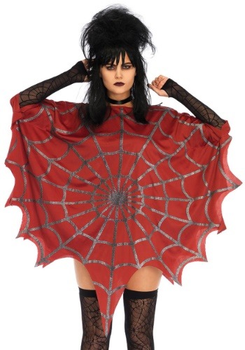 Red Glitter Web Costume Poncho