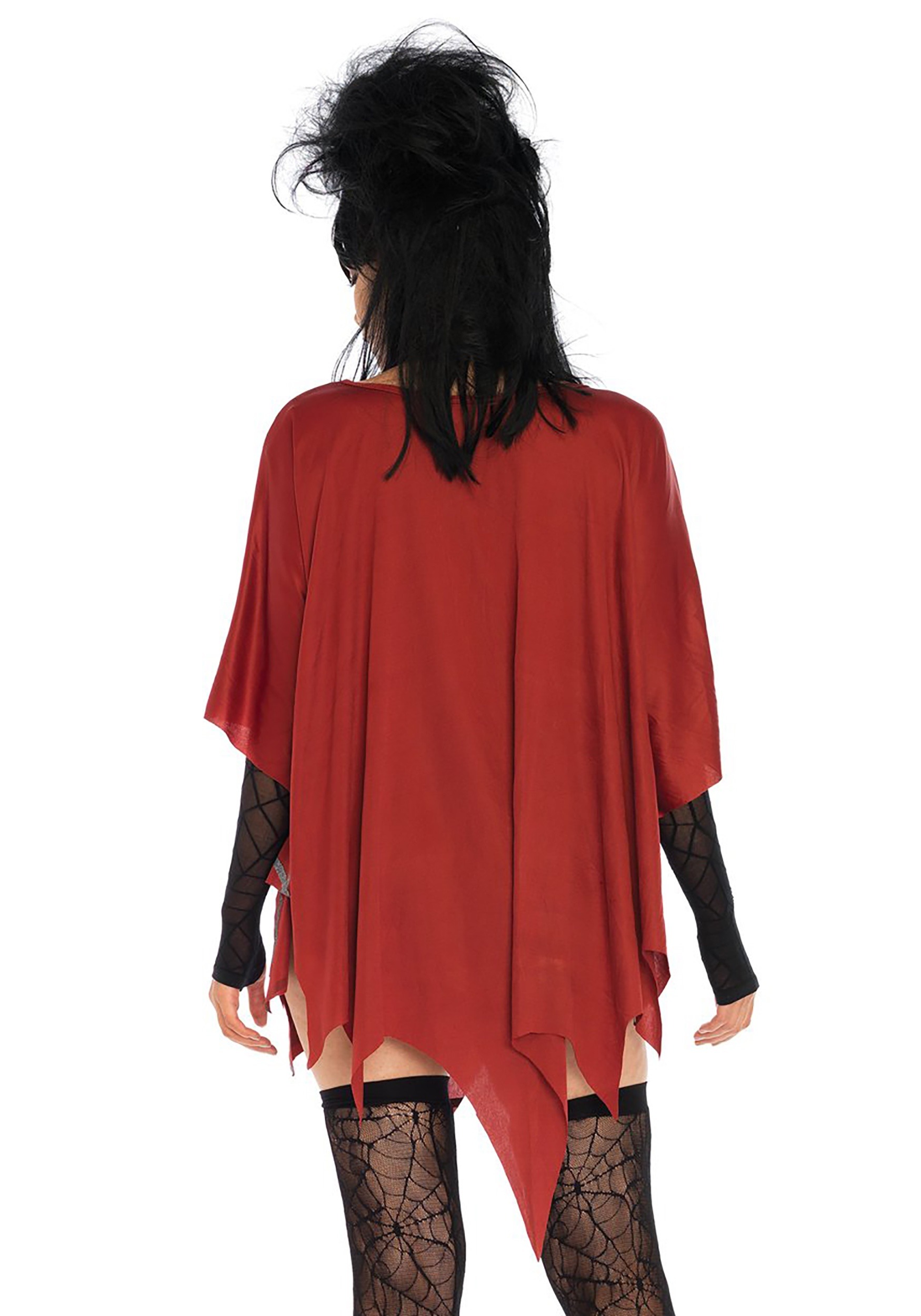 Women's Red Glitter Web Costume Poncho