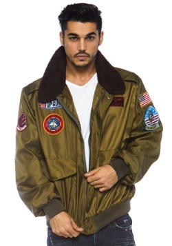 Top Gun Bomber Jacket Maverick Mens Costume 80s Pilot Aviator Fancy Dress Outfit 