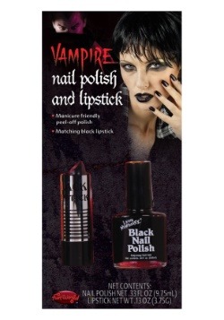 Black Nail Polish and Lipstick