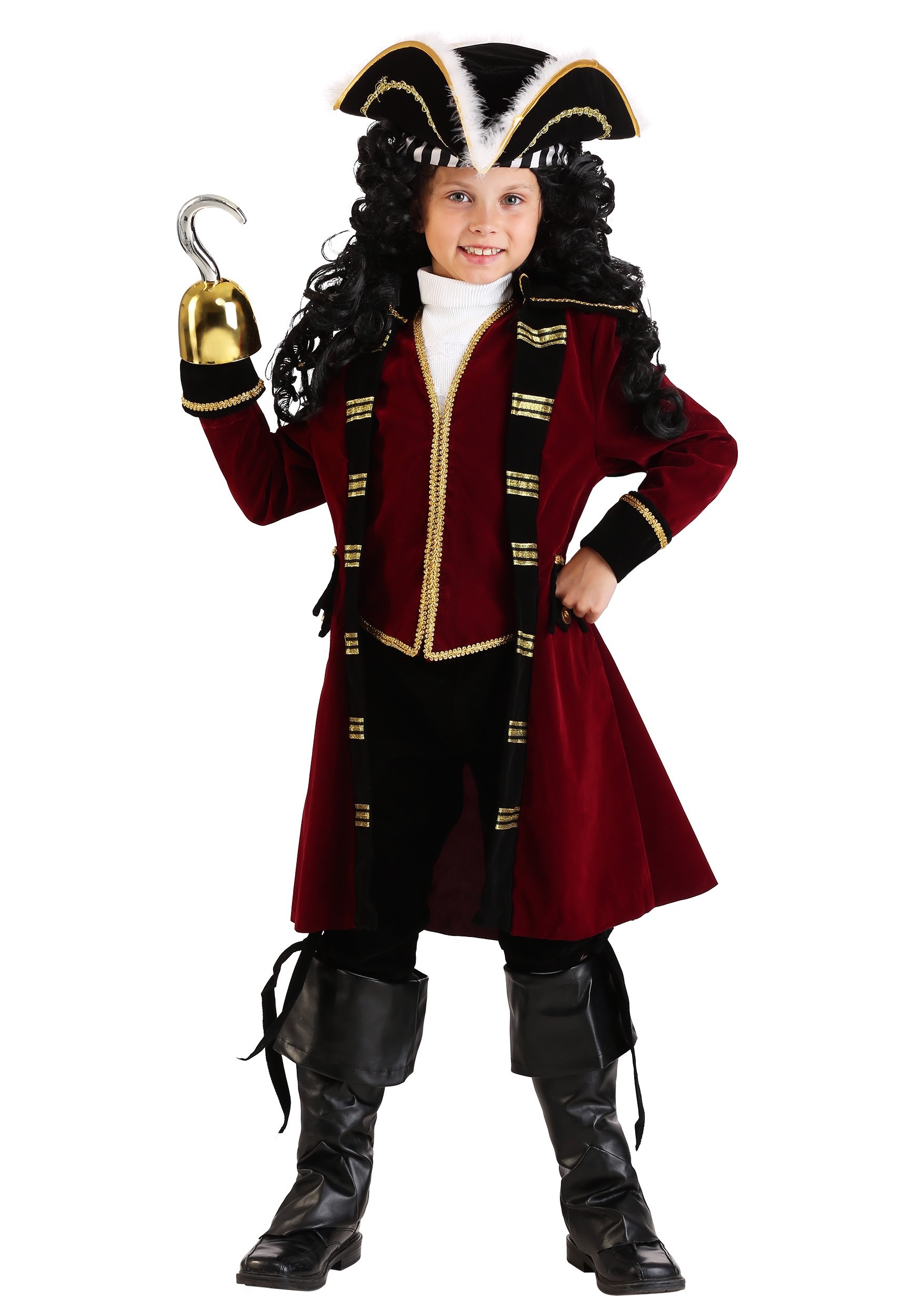 Boys Pirate Caribbean Captain Hook Kids Book Week Day Fancy Dress Costume Outfit 