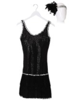 Sequin & Fringe Black Flapper Dress4