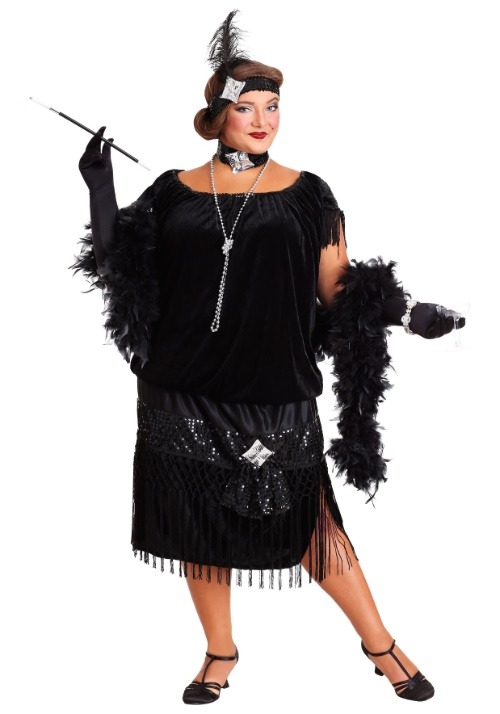 1920s Costumes: Flapper, Great Gatsby, Gangster Girl, Mafia Outfit Deluxe Plus Size Chicago Flapper  AT vintagedancer.com