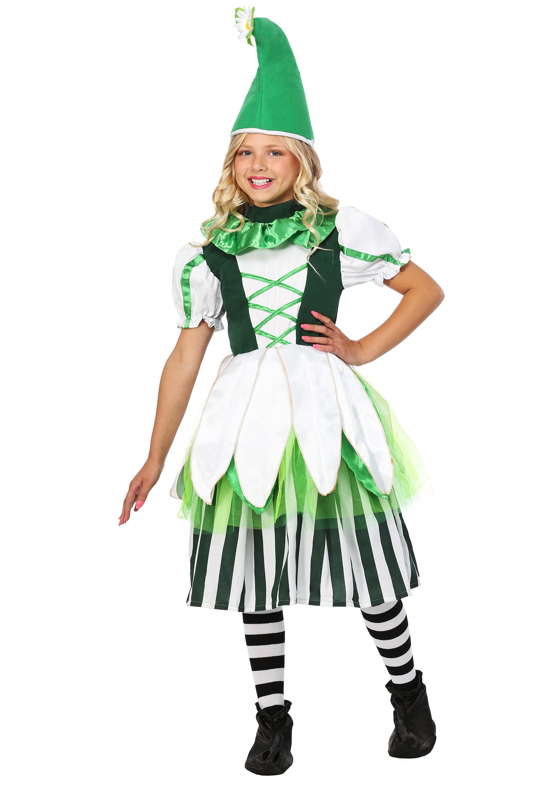 Photos - Fancy Dress Deluxe FUN Costumes  Kid's Girl Munchkin Costume Green/White 