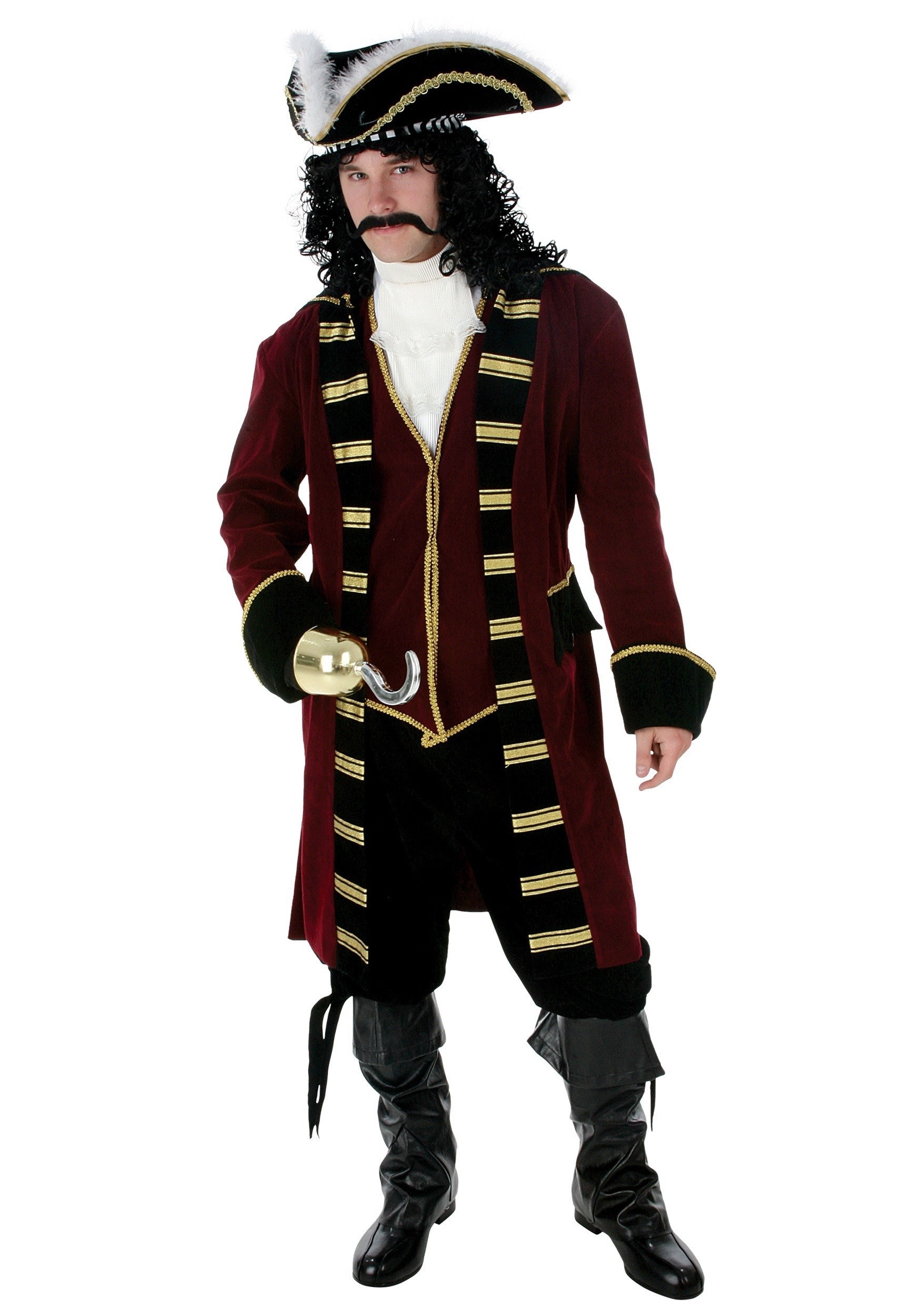 Ultimate Captain Hook Men's Costume | Adult | Mens | Black/Red/White | XL | FUN Costumes