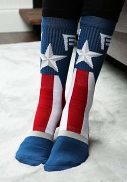 Marvel Comics Captain America Suit Up Faux Lace-up Knee High Socks 
