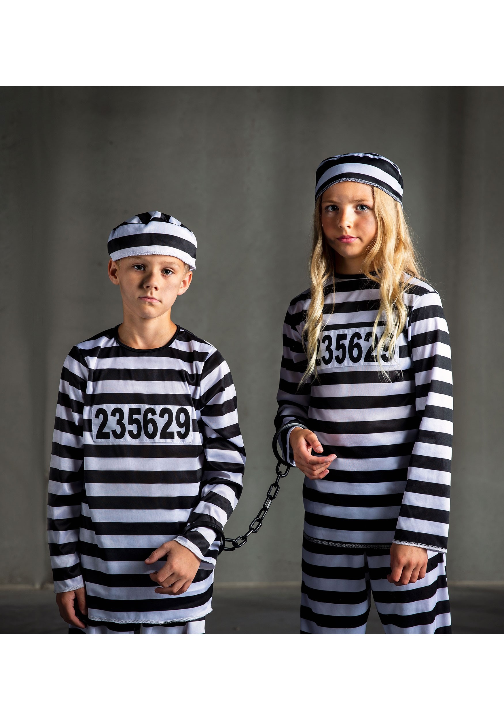 Kids Age 12-13 Prisoner T-Shirt Convict Cops Robbers Fancy Dress Inmate Child 