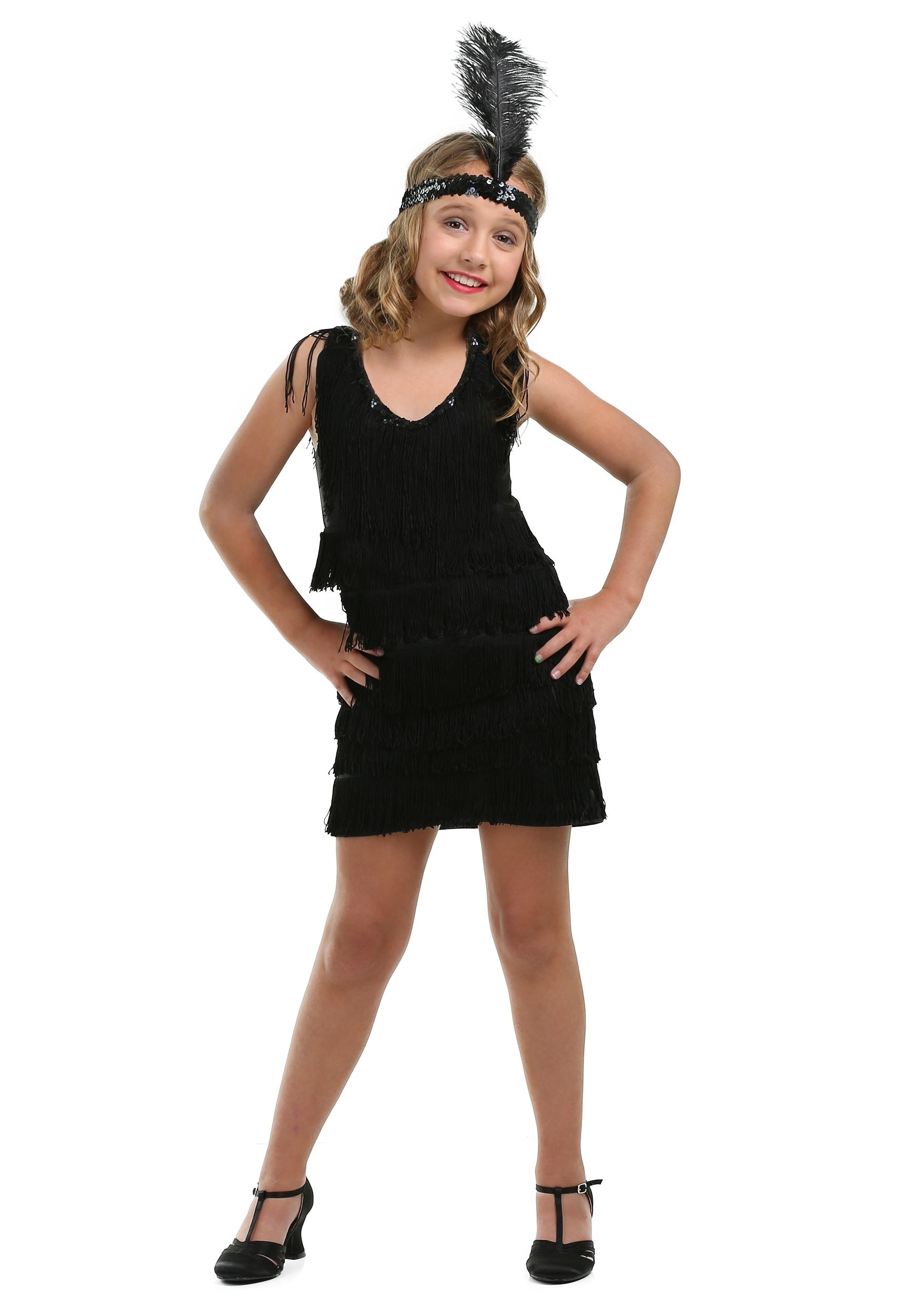 Kid's Black Fringe Flapper Costume