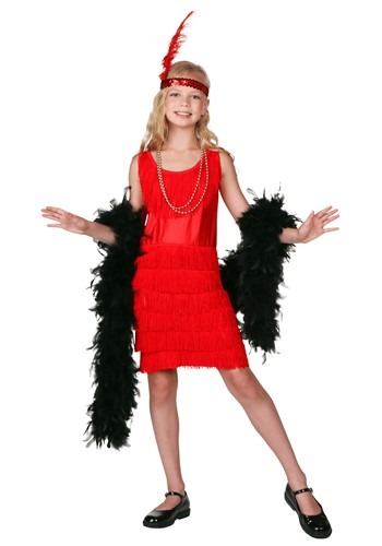 Kid's Red Fringe Flapper Costume