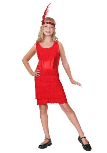 Kid's Red Fringe Flapper Costume