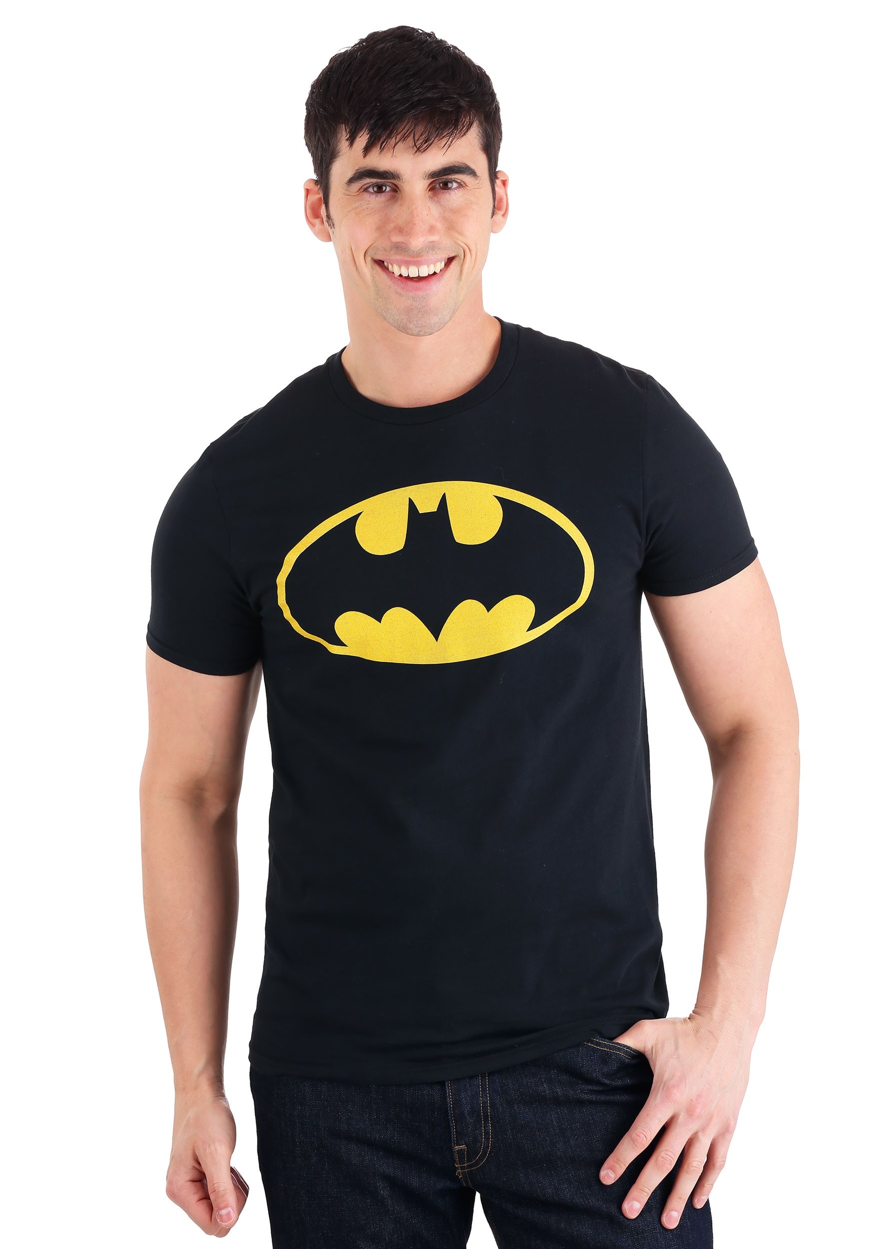 Camiseta de logo negro de Batman para hombres Multicolor