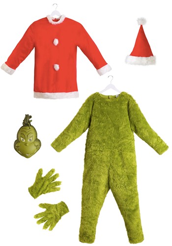 The Grinch Santa Deluxe Jumpsuit with Mask Costume for Men