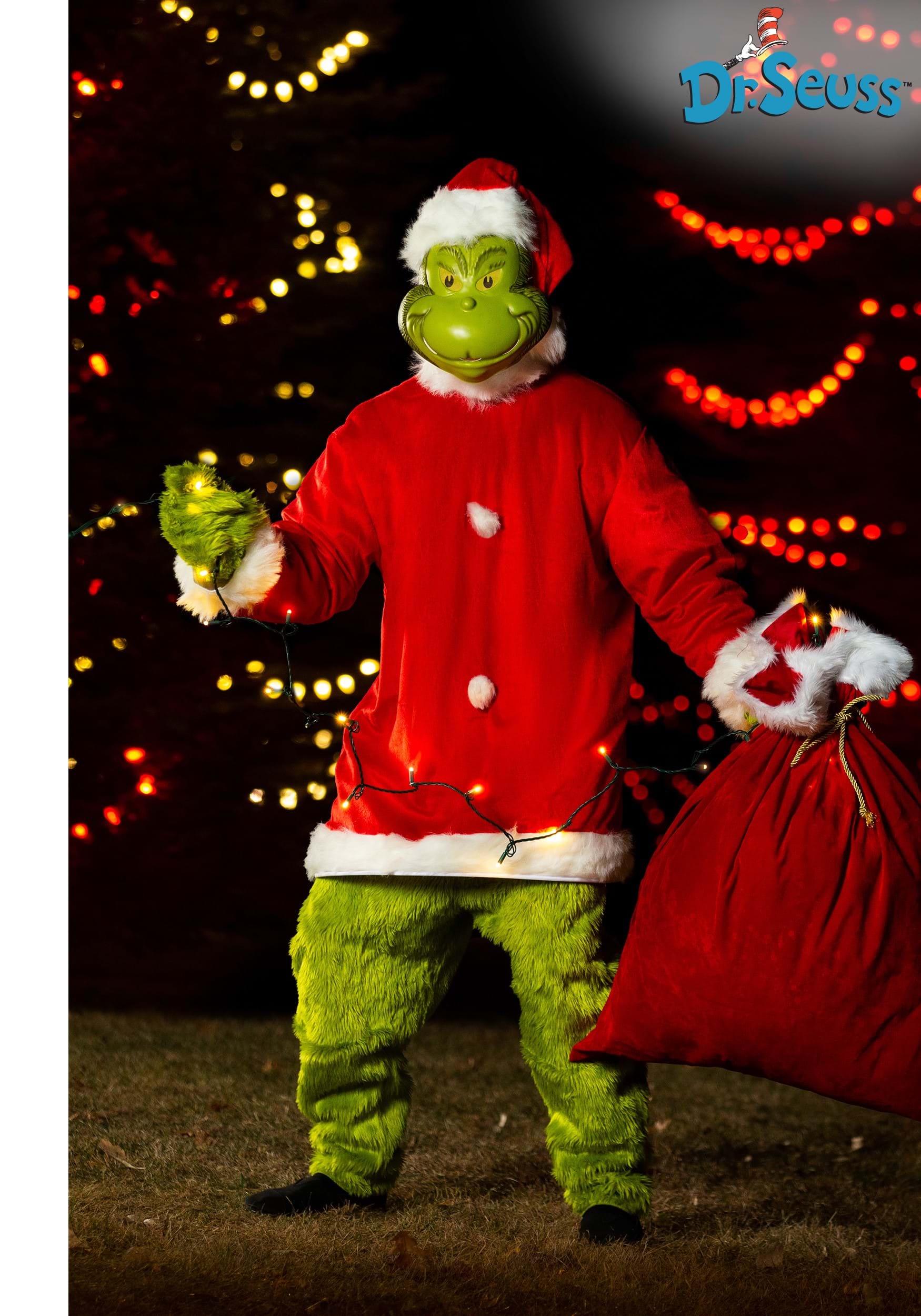 El traje de Santa de Deluxe Santa de GRINCH Men's con disfraz de máscara Multicolor