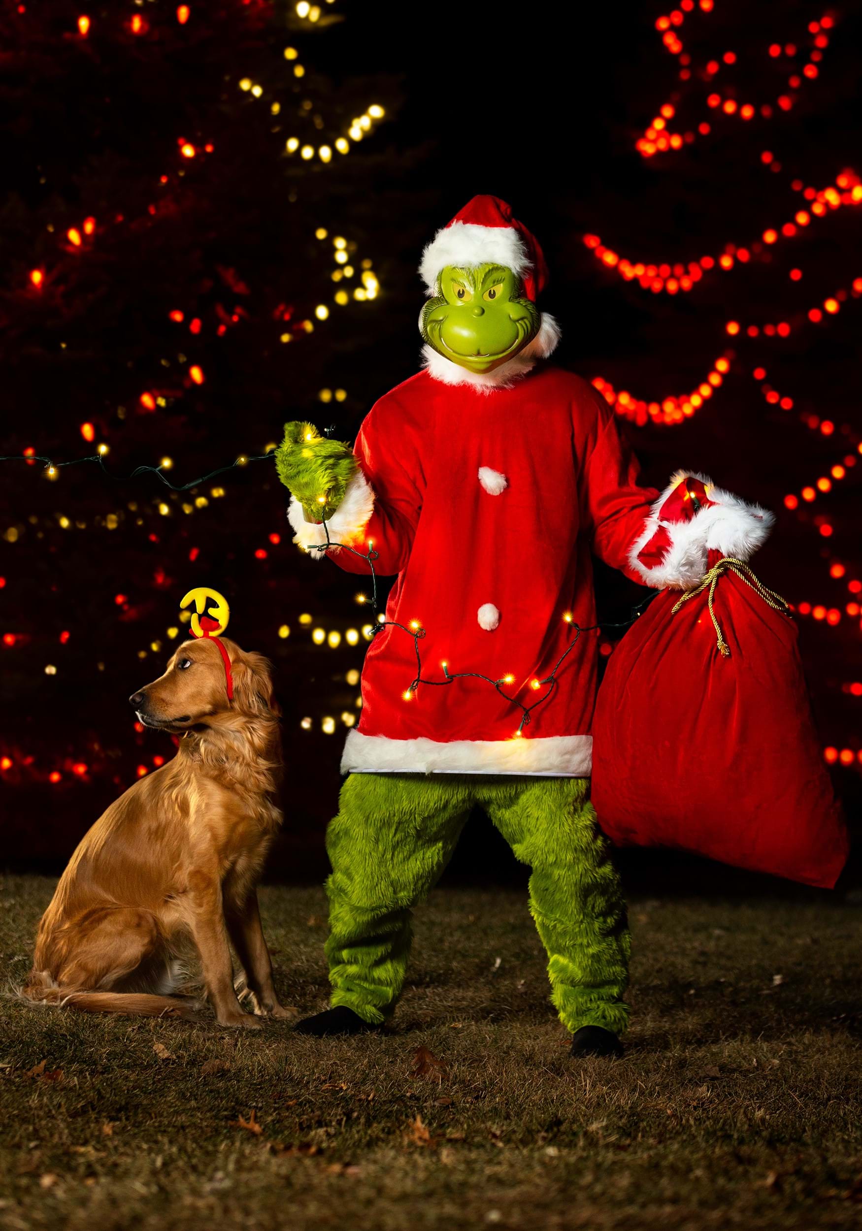 The Grinch Santa Deluxe Jumpsuit with Mask Costume for Men