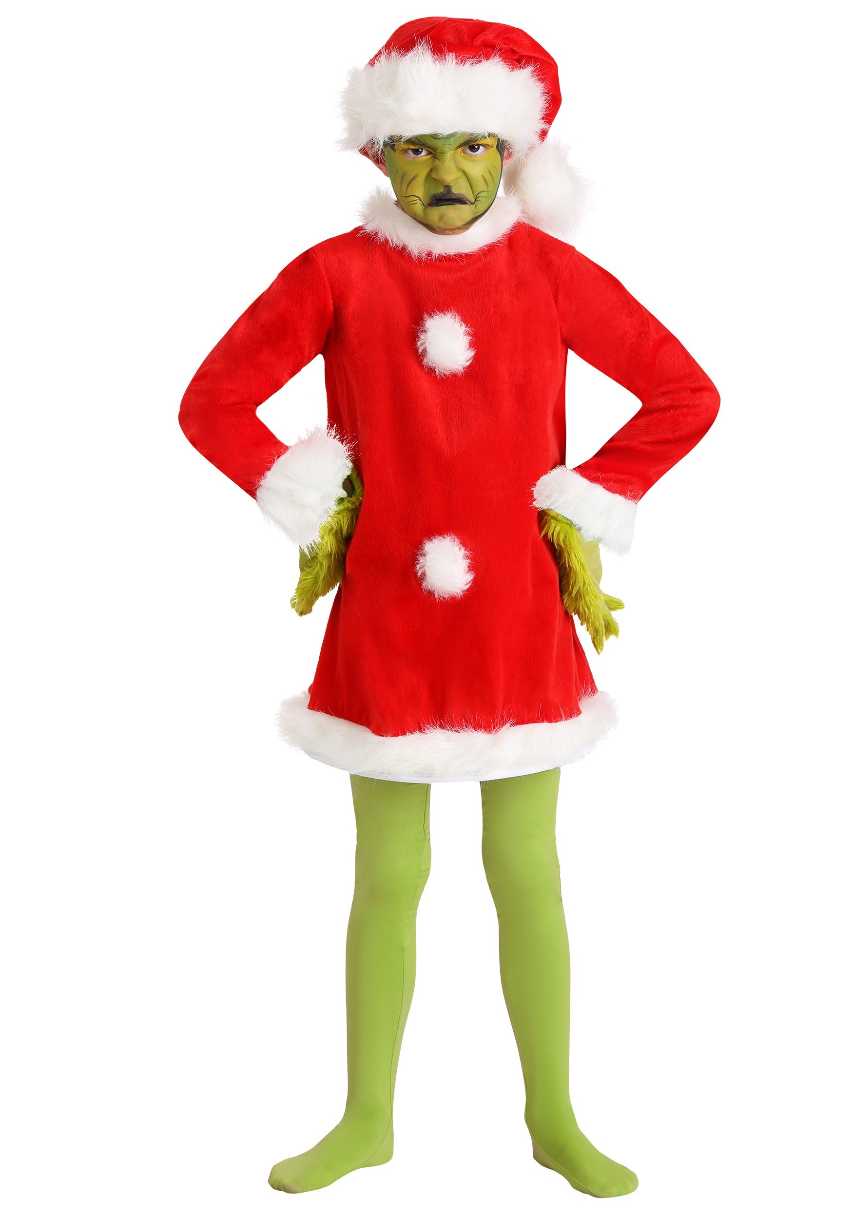 The Grinch Santa Deluxe Costume with Mask for Kids