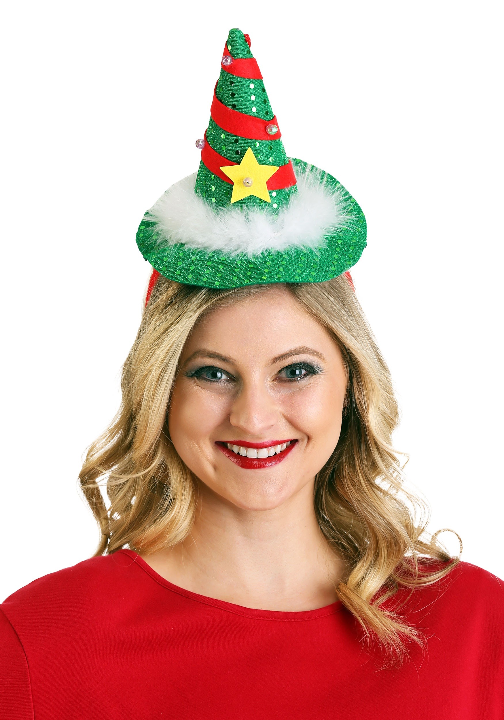 Christmas Deluxe Elf Hat on Headband Xmas Tree Santa Funny Headwear 