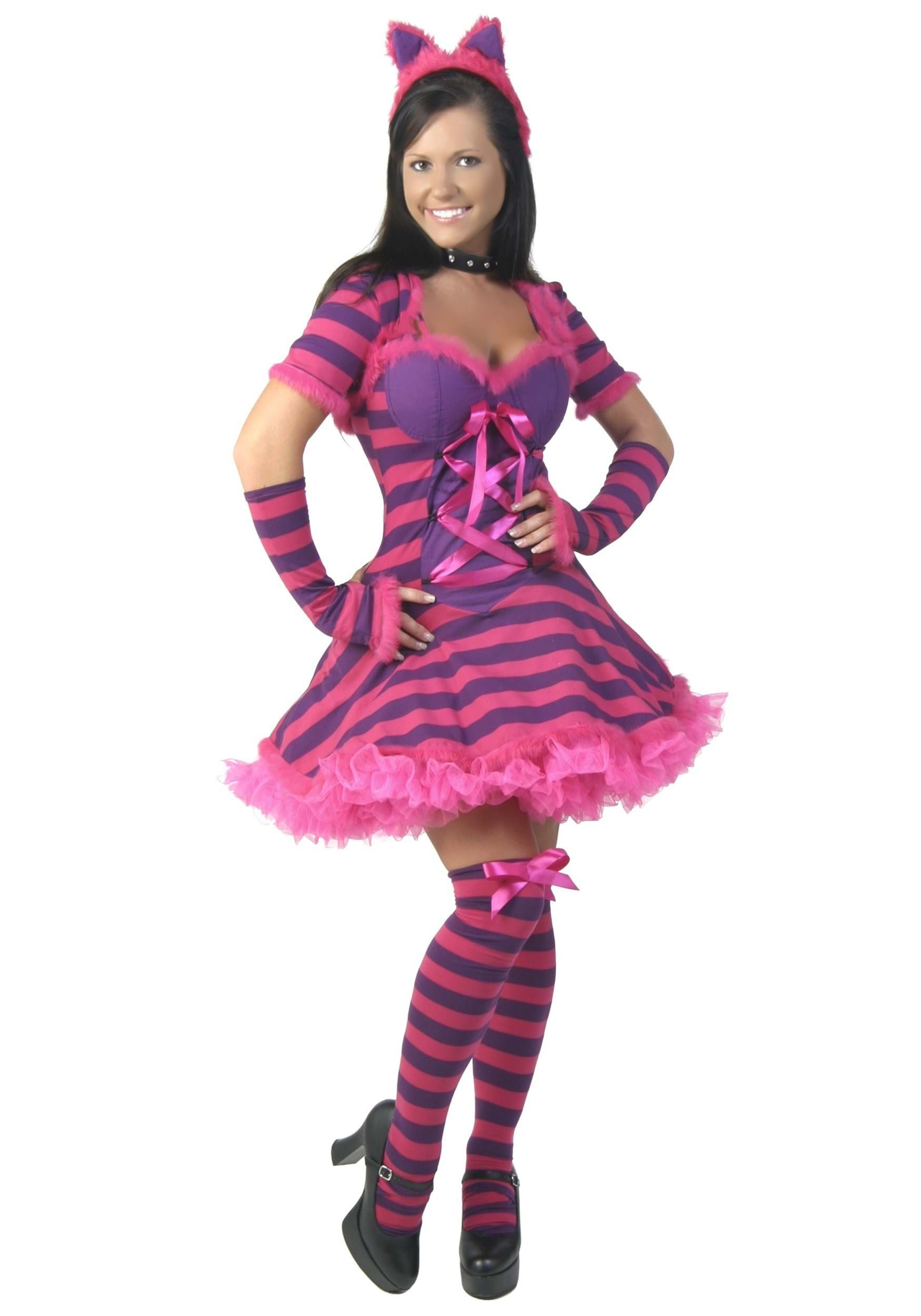 Women's Sexy Cheshire Cat 6-Pc Dress Outfit