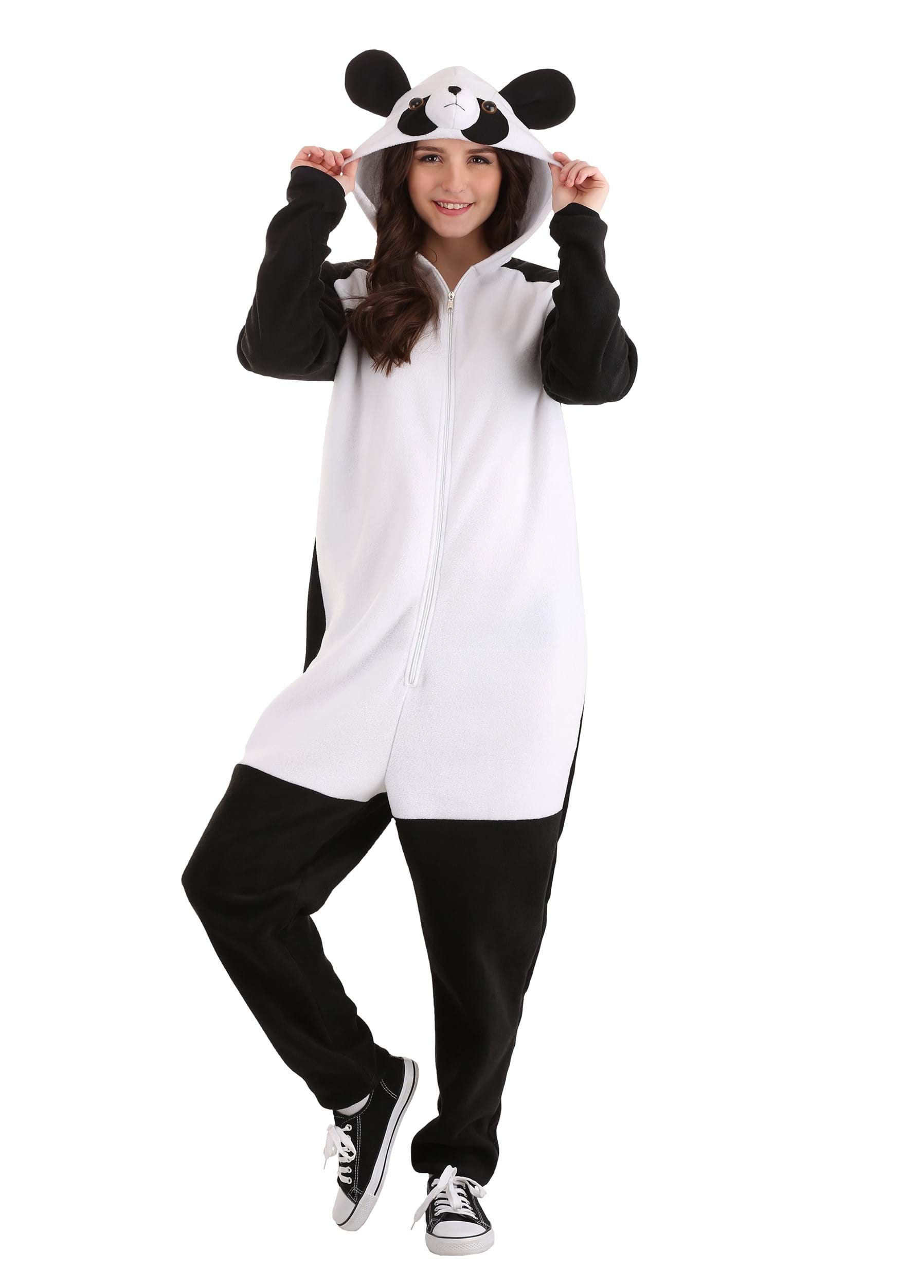 Photos - Fancy Dress Panda FUN Costumes  Adult Onesie Costume Black/White 