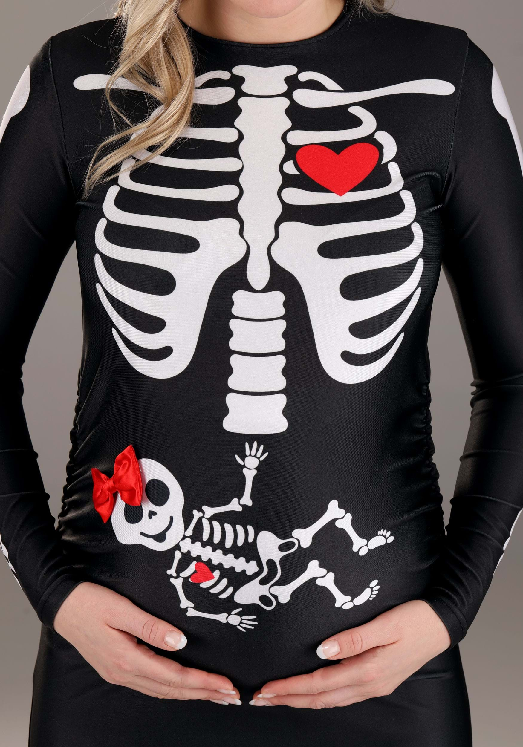 Pregnant Skeleton Baby Girl Halloween Costume T-Shirt