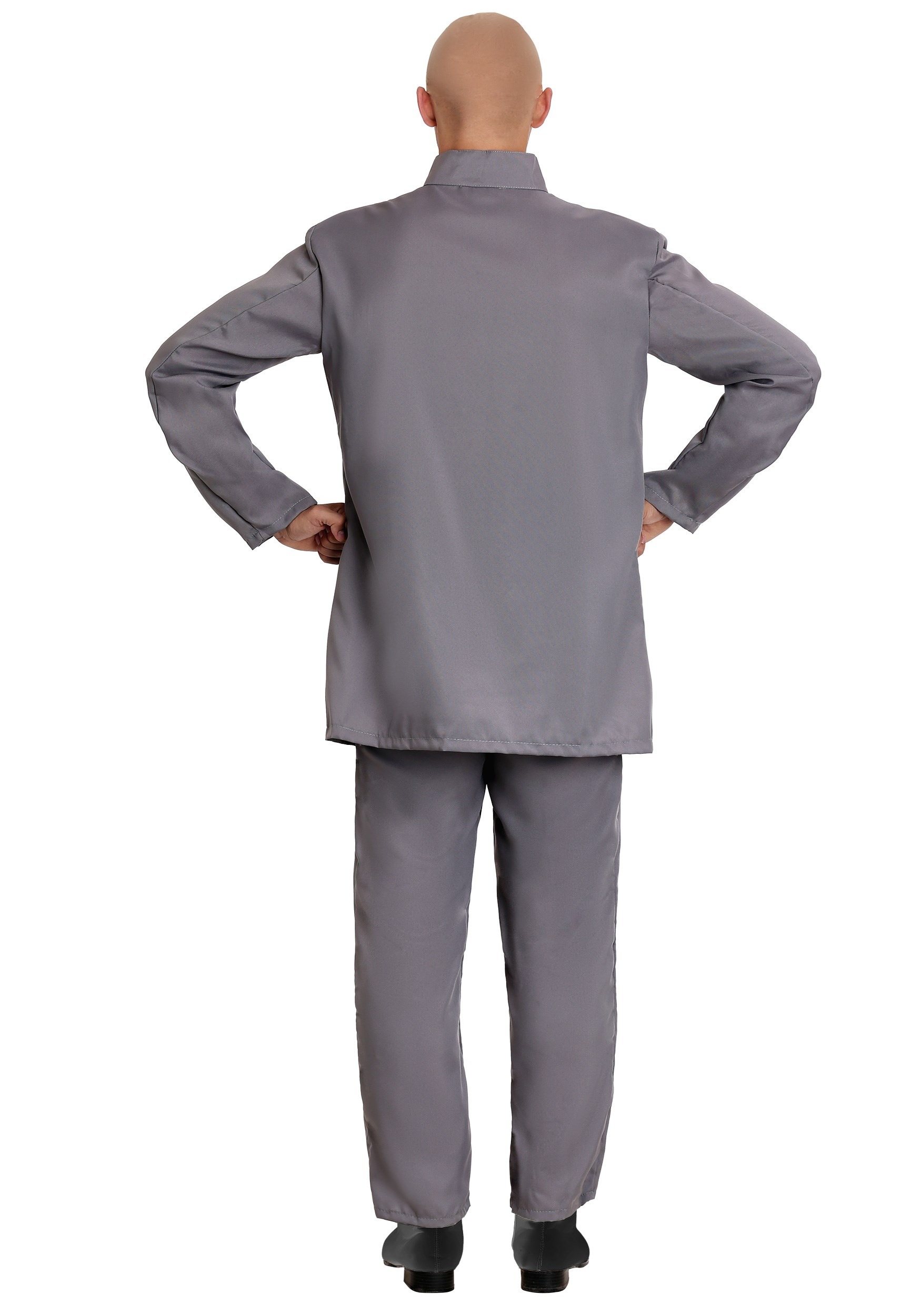 thumbnail image 2 of Mens Evil Doctor Costume Powers 60s Movie Villain Gray Suit Bald Cap Halloween 2 of 12