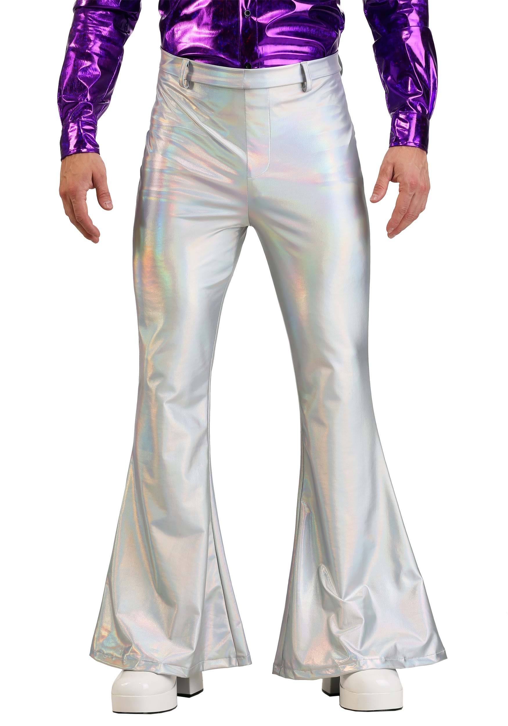Size L Men's Disco Costume Holographic Pants
