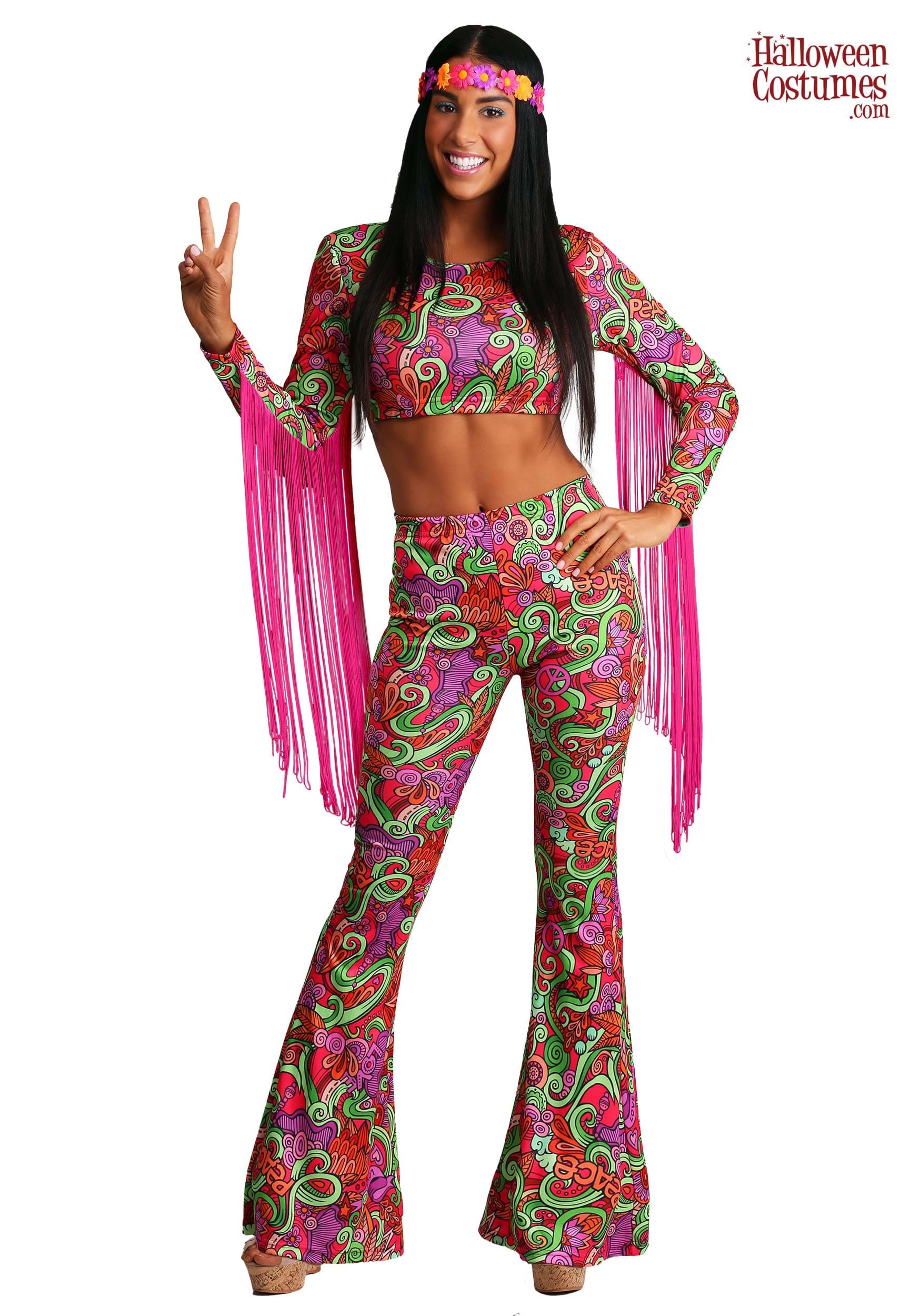 Cut off Treason settlement Womens World Peace Hippie Costume | 70s Costumes Women