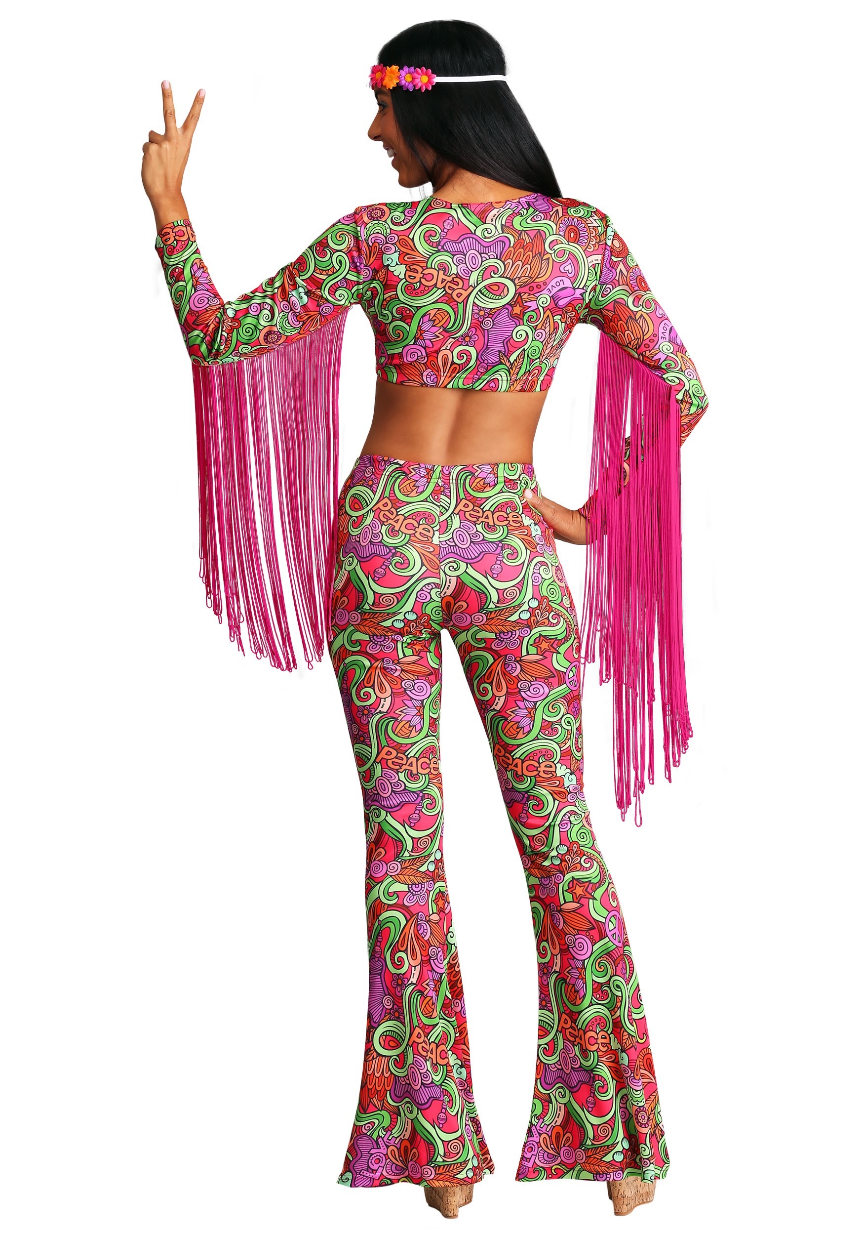 Disfraz de paz hippie hippie femenino Multicolor – Yaxa Store