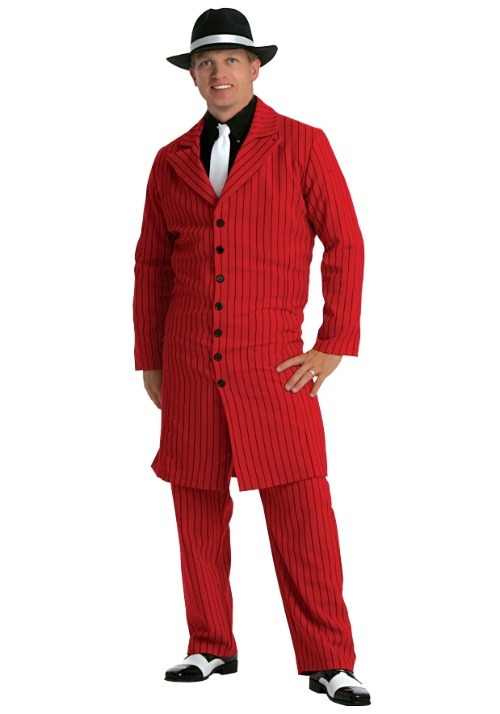 1940s Men’s Costumes: Sailor, Zoot Suits, Gangsters, WW2 Mens Plus Size Red Gangster Zoot Suit Costume  AT vintagedancer.com
