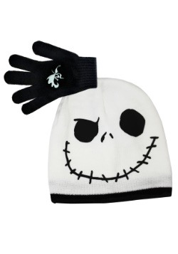 Jack Skellington Kids Face Beanie w/ Gloves Set