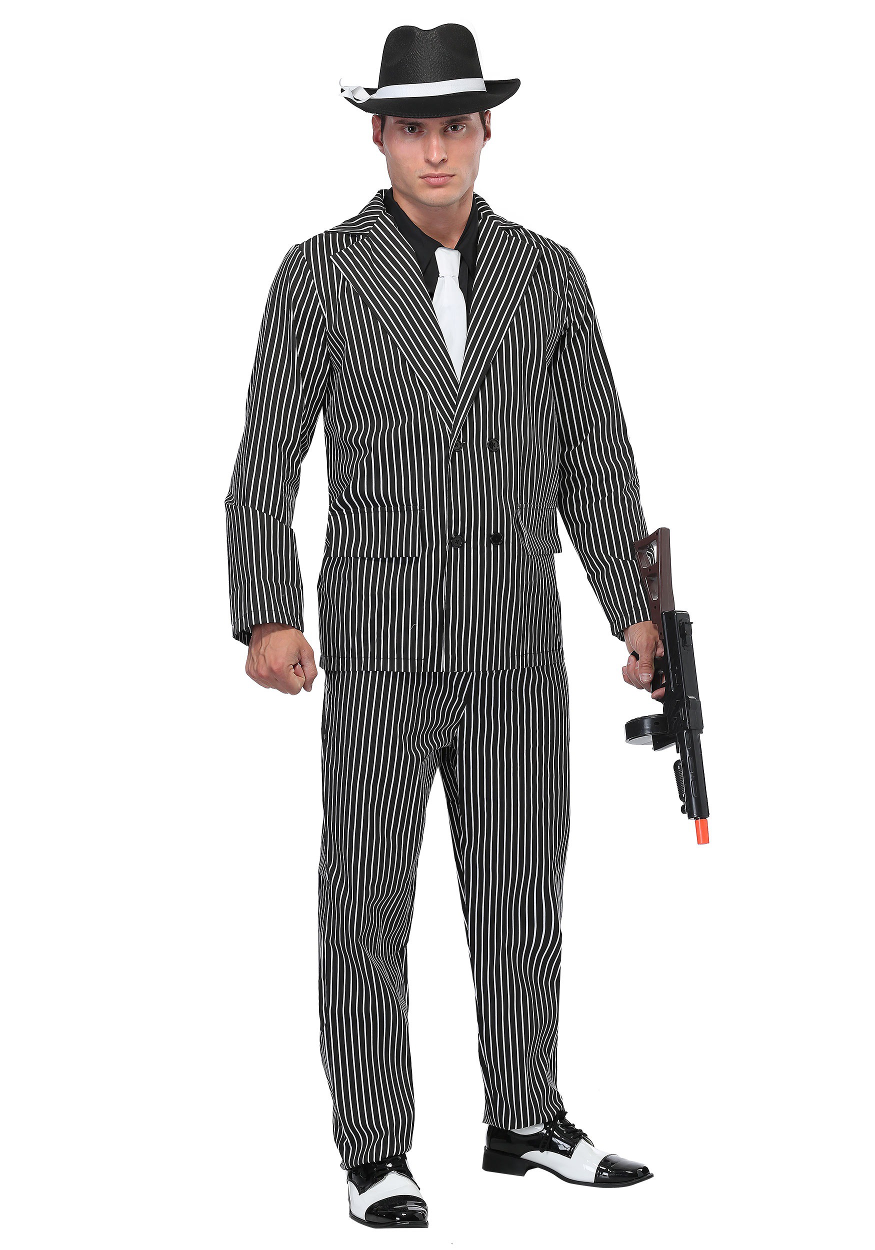 Wide Stripe Plus Size Gangster Costume1 