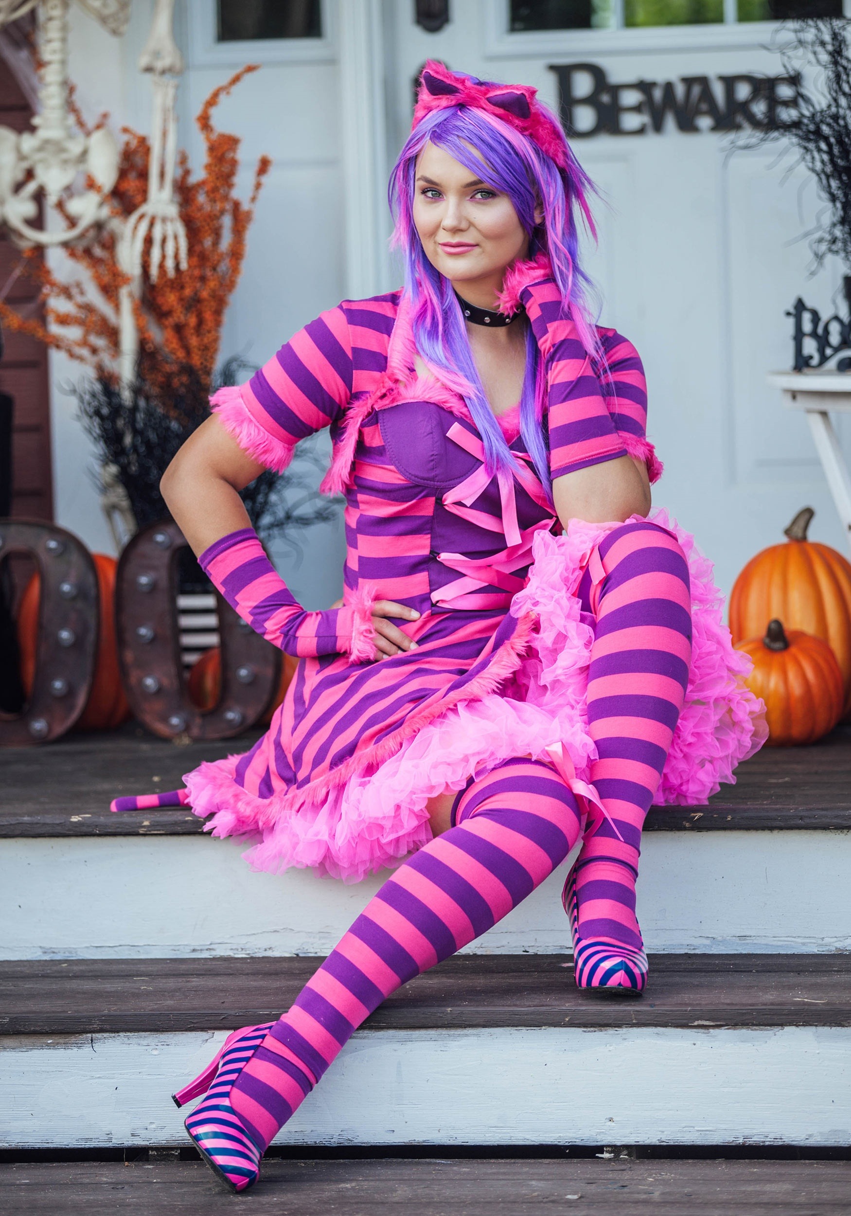 Plus Size Sexy Wonderland Cat Costume , Cheshire Cat Costume For Women