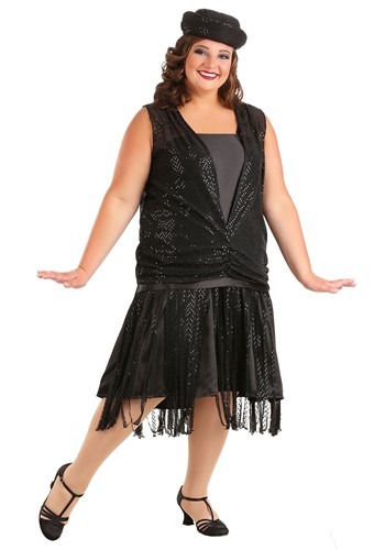 Plus Size Black Jazz Flapper Costume for Women