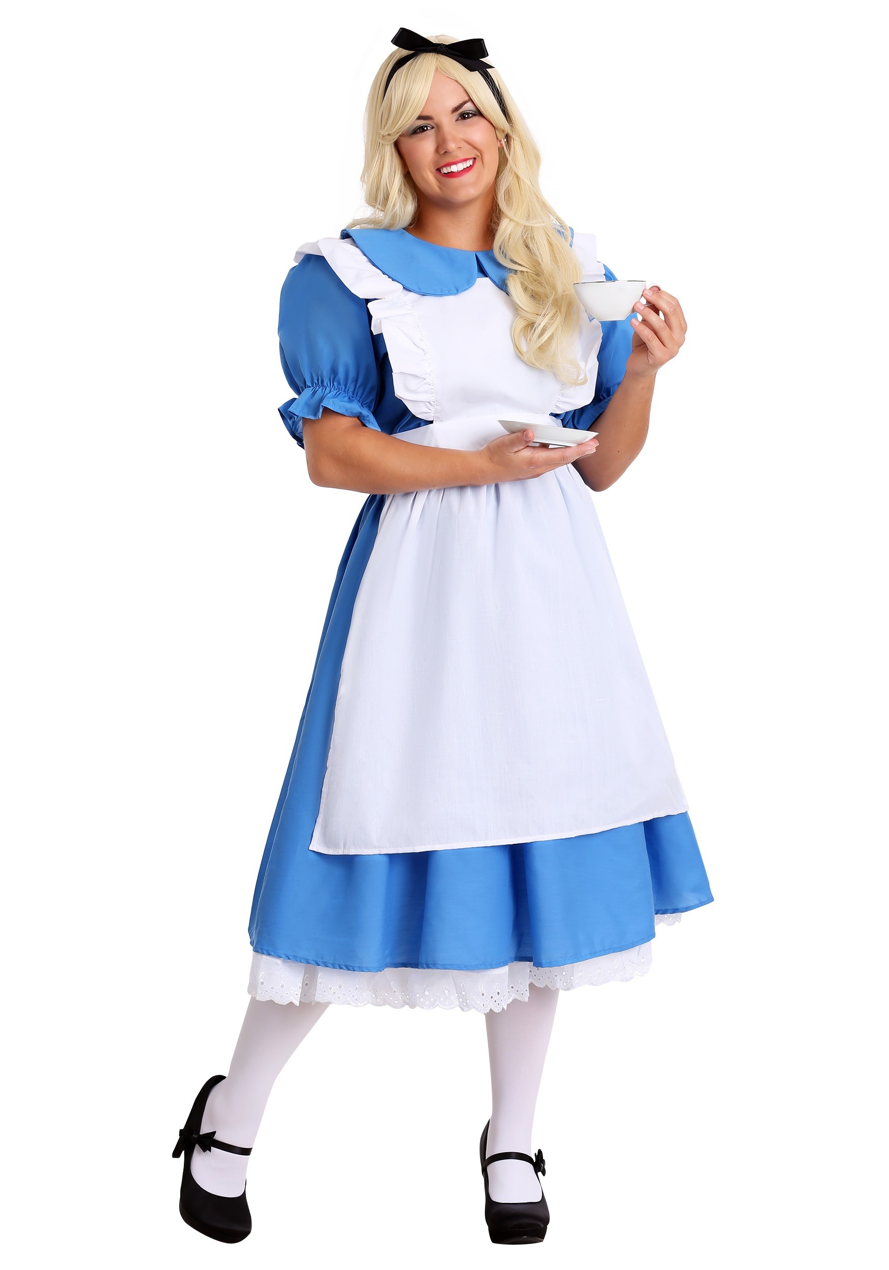 Alice Wonderland Fairytale Fancy Dress Costume Adult Women Plus Size 6-18 SOCKS 
