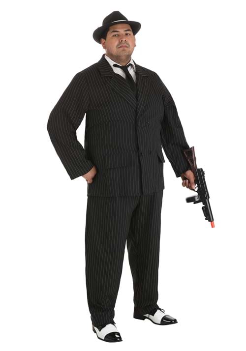 1930s Men’s Costumes: Gangster, Clyde Barrow, Monster Movies Deluxe Plus Size Gangster Costume  AT vintagedancer.com