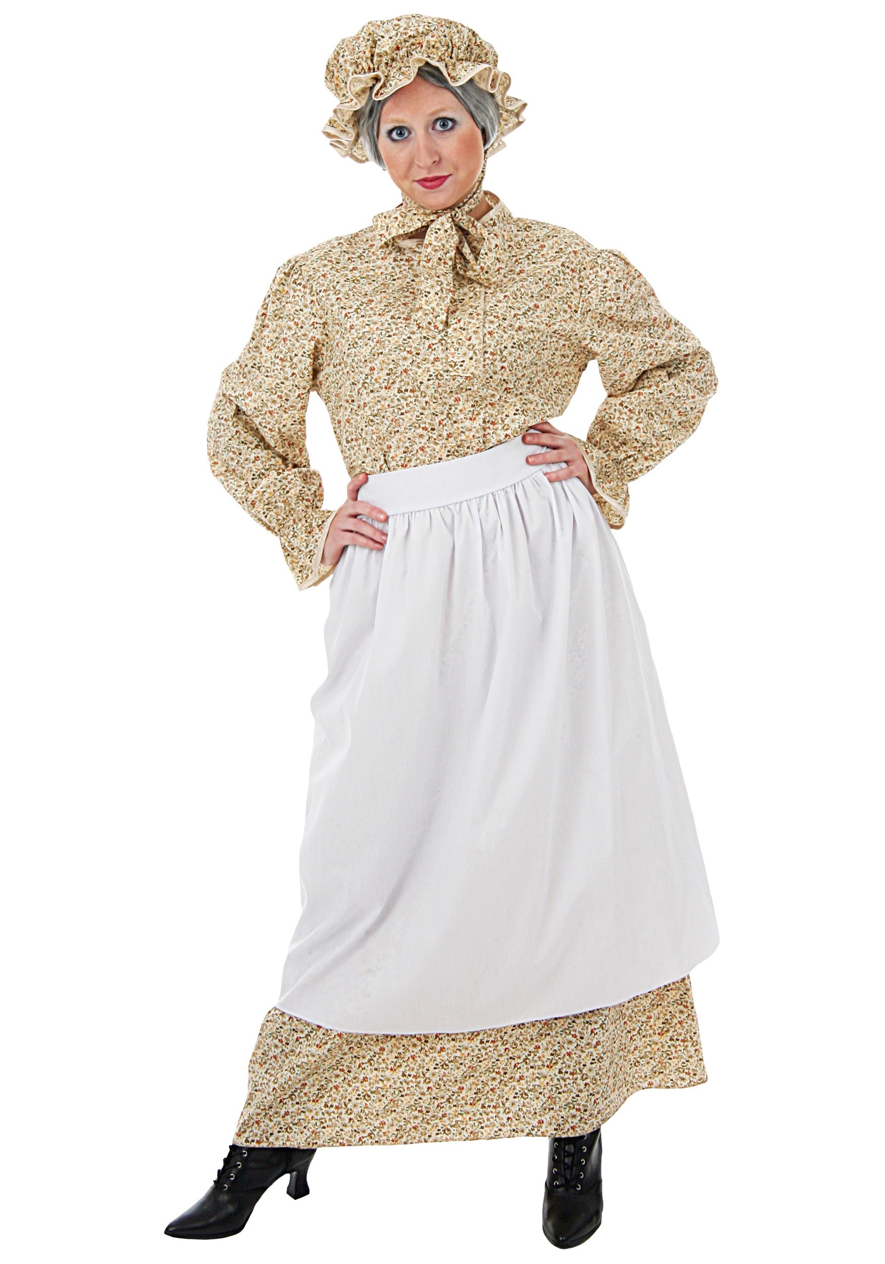 Photos - Fancy Dress Winsun Dress FUN Costumes Women's Plus Size Auntie Em Costume Dress Beige/White 