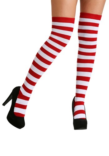 Red and White Striped Adult Socks