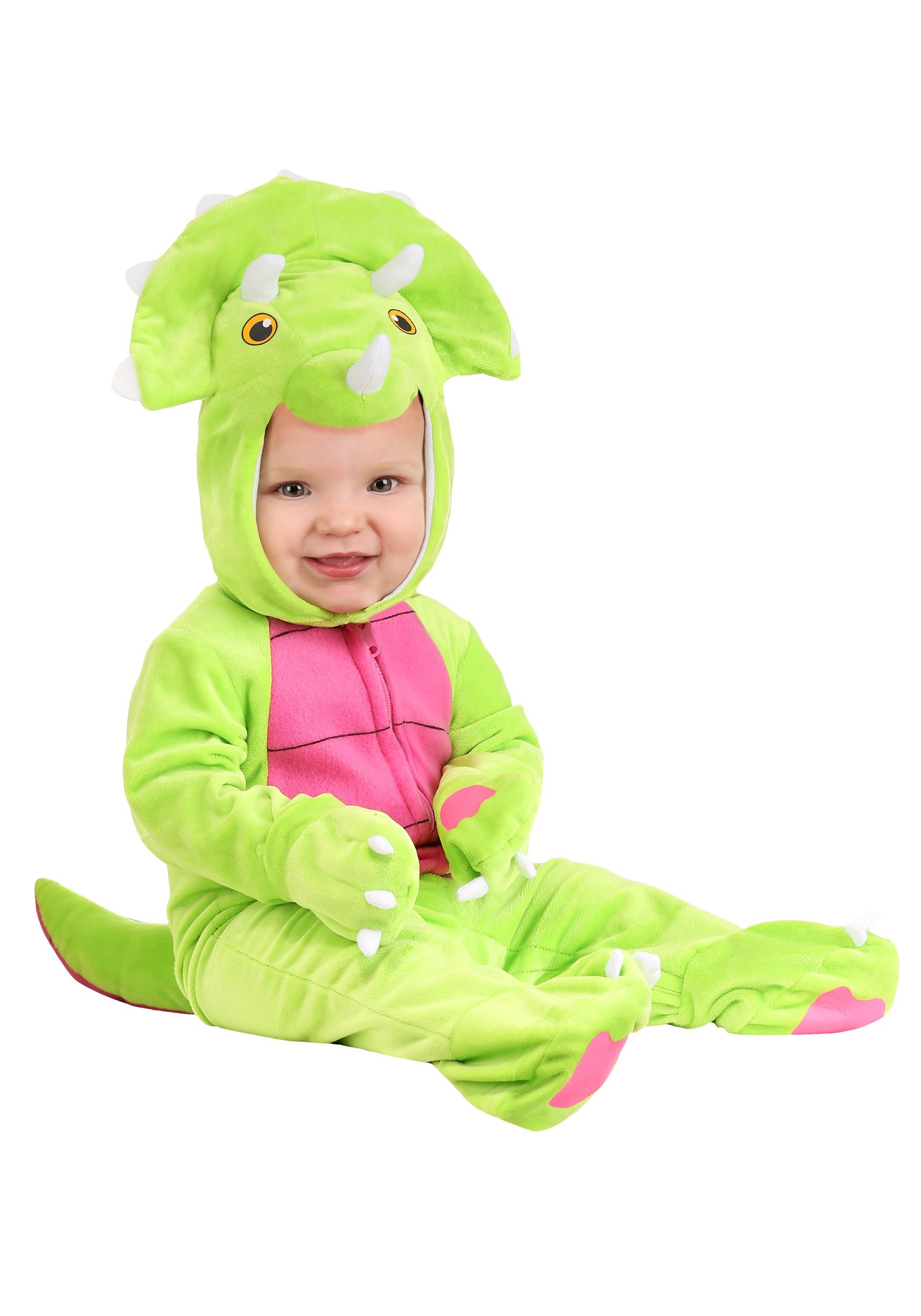 Photos - Fancy Dress FUN Costumes Tiny Triceratops Costume for Infants Green/Pink/White