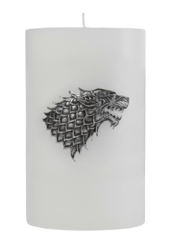 Game of Thrones Stark Large Insignia on a White Candle