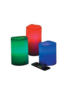 LED Color Changing Wax Pillar Candles Set of 3