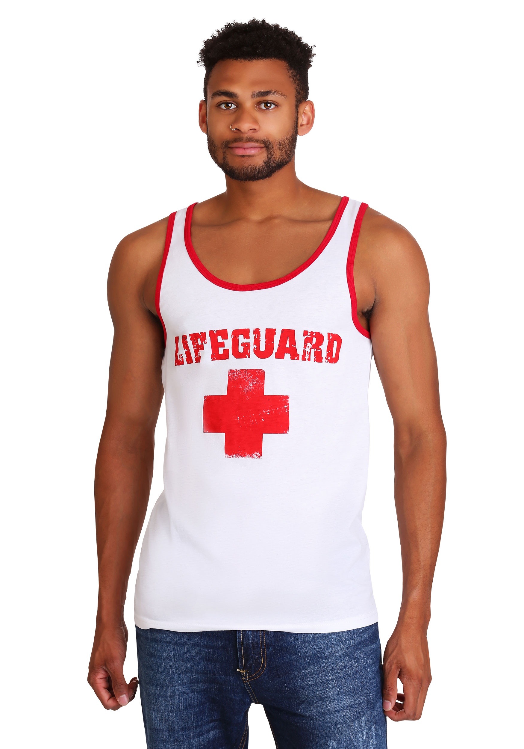 Lifeguard Red Adult Lifeguarding Uniform Costume Unisex Tank Top Men Women 